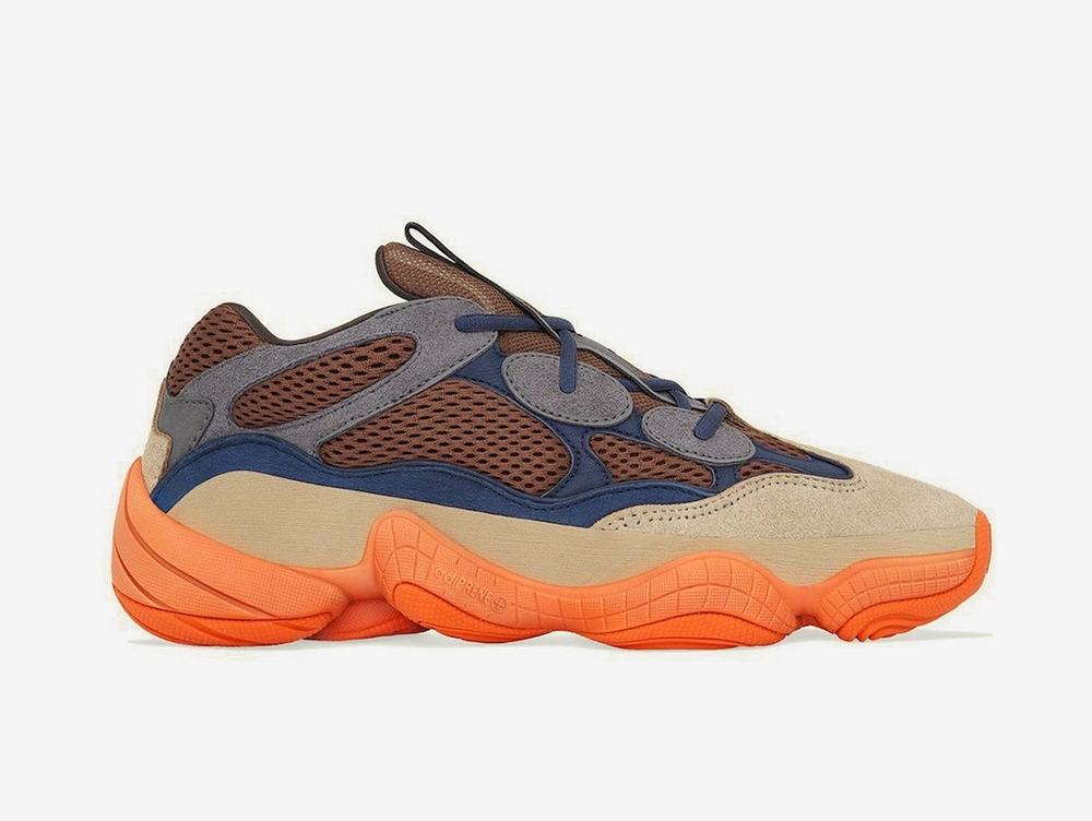 Exclusive Yeezy shoes with a unique colour scheme.