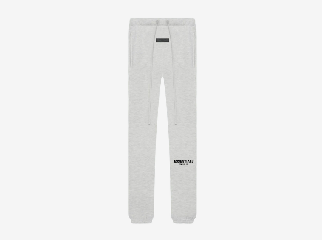 Classic Fear of God Sweatpants in a light grey colour scheme.