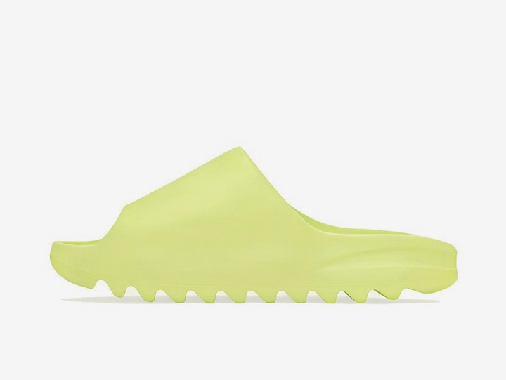 Exclusive Yeezy shoes with a unique green colour scheme.