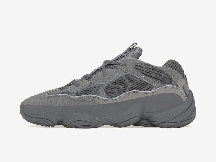 Timeless Yeezy sneakers in a classic grey colour scheme.