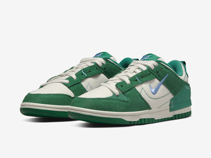 Exclusive Nike Dunk shoes with a unique green colour scheme.