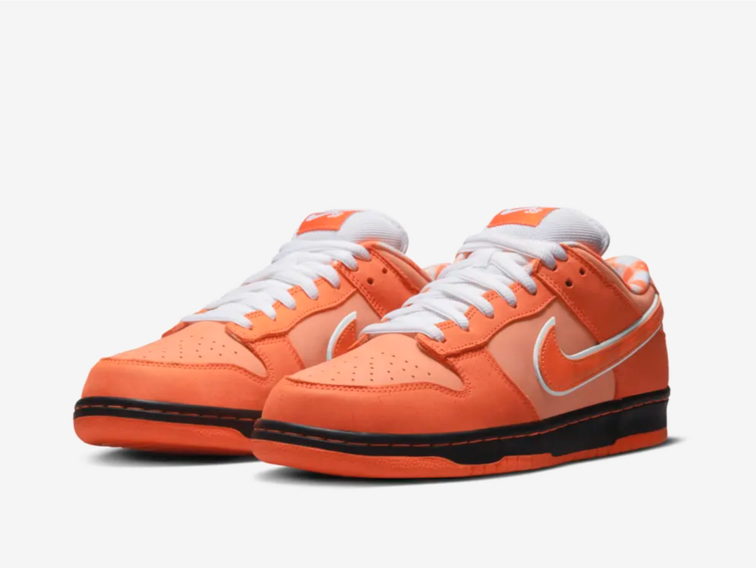 Exclusive Nike Dunk shoes with a unique orange colour scheme.