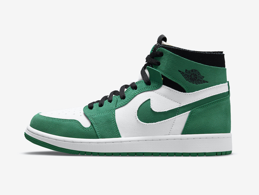 Exclusive Jordan 1 High shoes in a unique green and white collaboration.