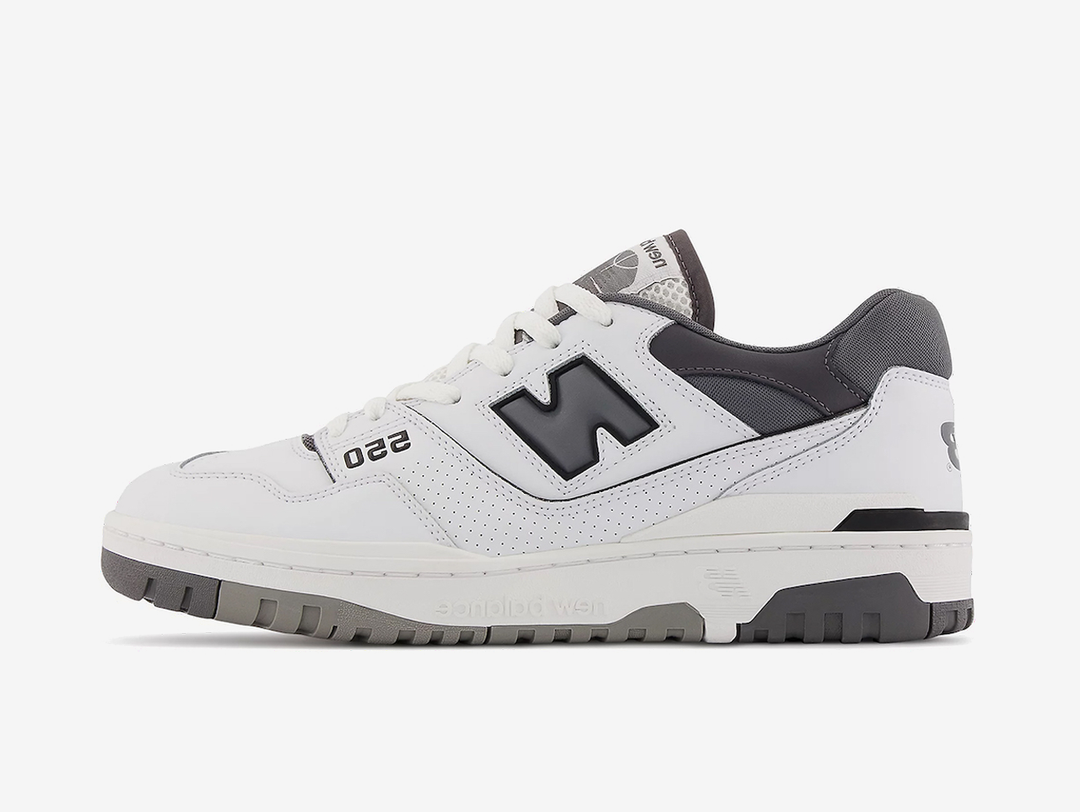Classic New Balance shoes with a grey and white colourway.